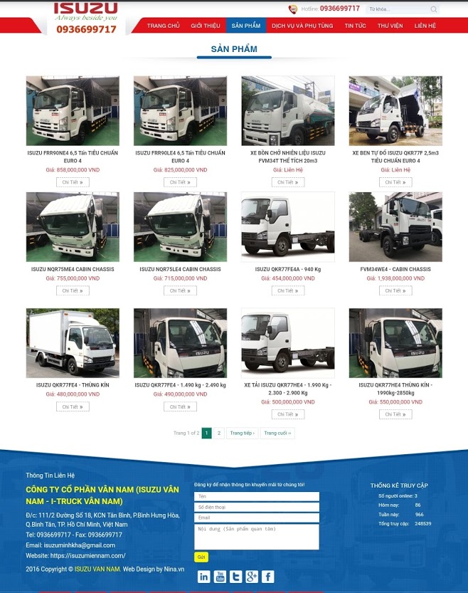 Mẫu web bán xe Izuzu