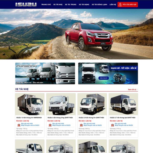 Mẫu web bán xe Isuzu