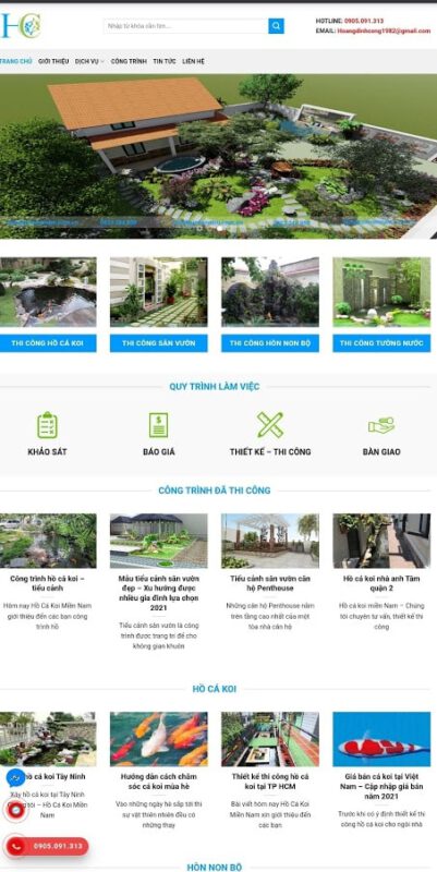 Mẫu web cảnh quan sân vườn - hocakoimiennam.com.vn