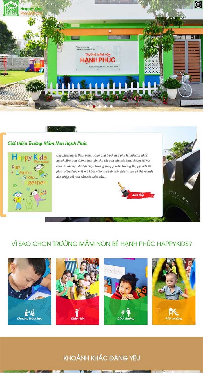 thiết kế web trường mầm non