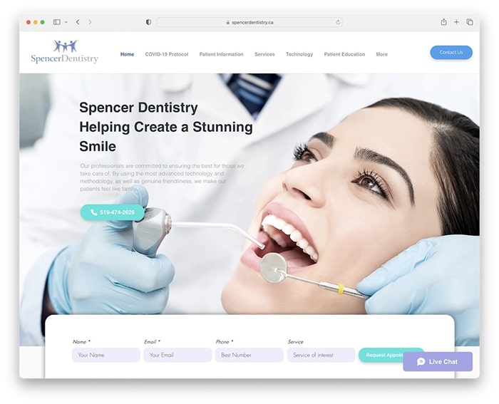 mẫu website nha khoa Spencer Dentistry