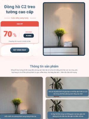 Theme wordpress landing page đồng hồ dán tường 3d