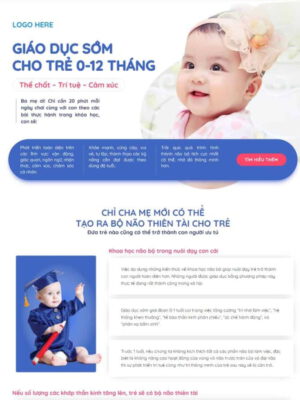 Theme WordPress landing page khóa học dạy trẻ