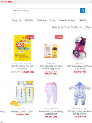 Mẫu theme wordpress mẹ và bé dùng flatsome