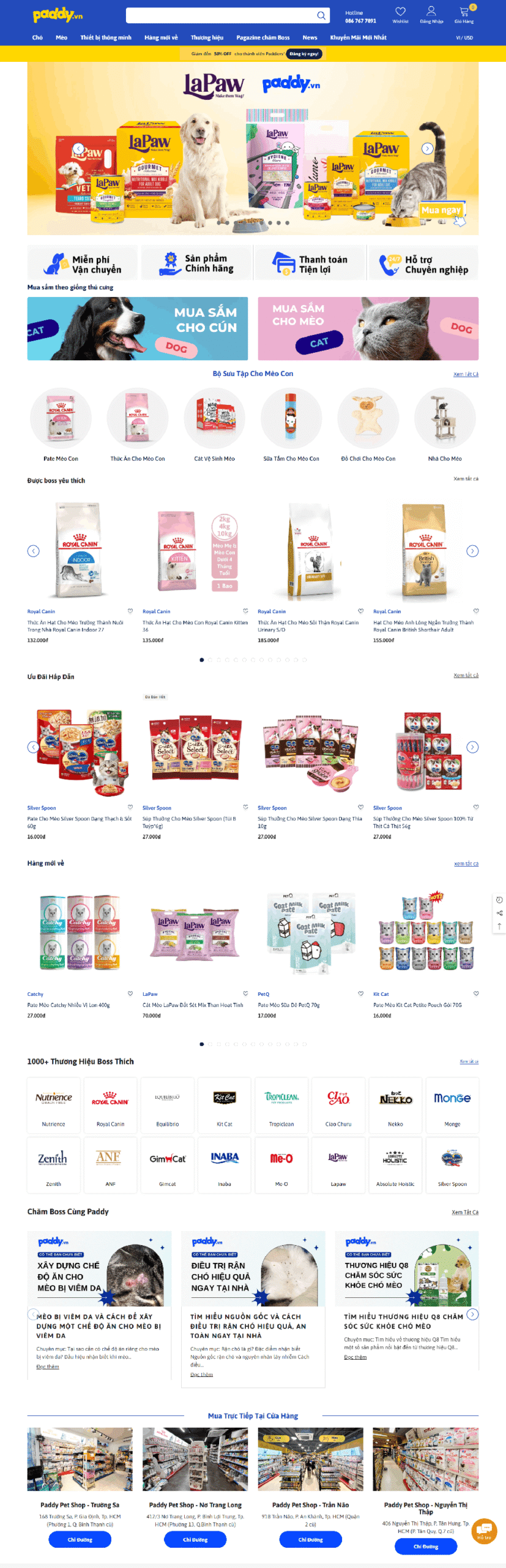 mẫu website thú cưng paddy-vn