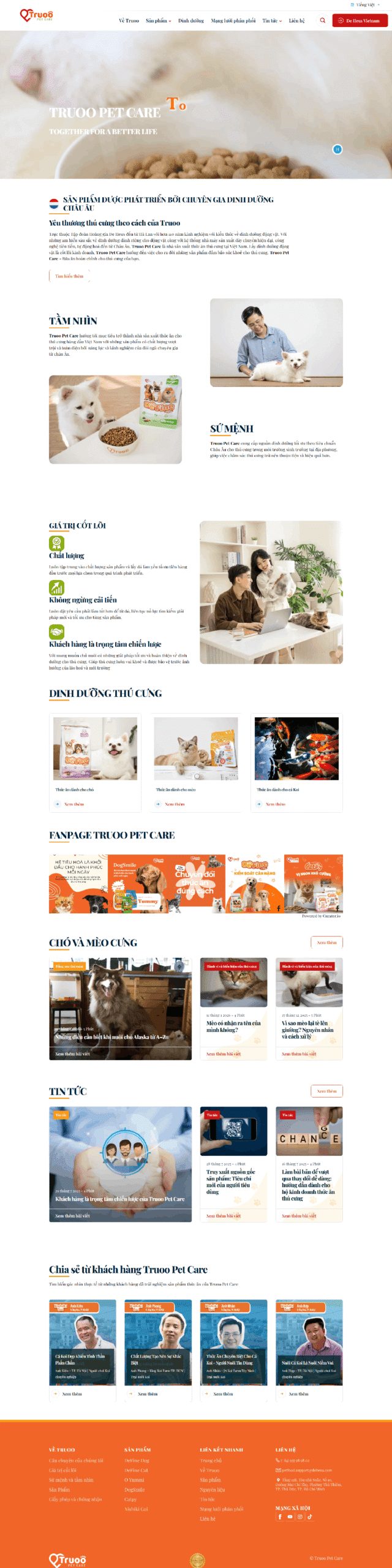 mẫu website thú cưng truoopetcare