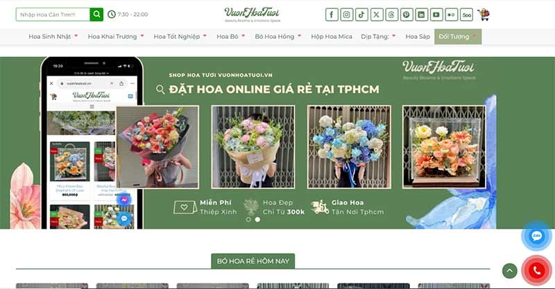 thiết kế website bán hoa tươi