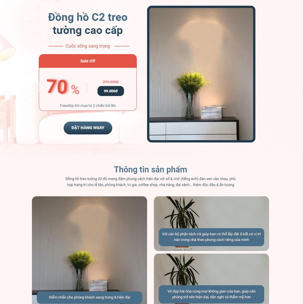 Mẫu website landing page đồng hồ dán tường 3d