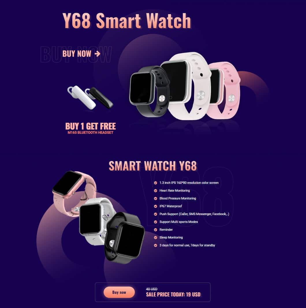 Mẫu website landing page đồng hồ thông minh