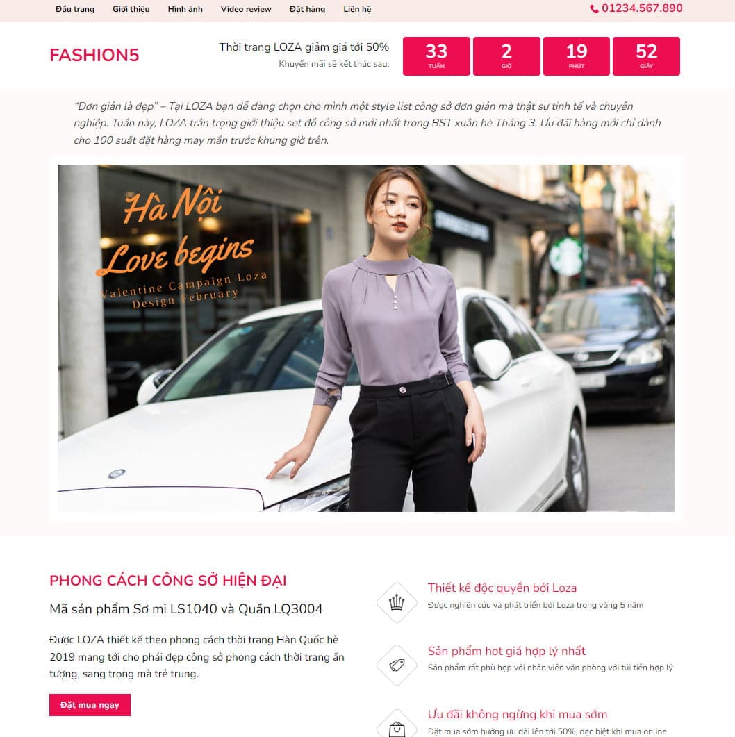 Mẫu website landing page bán quần áo